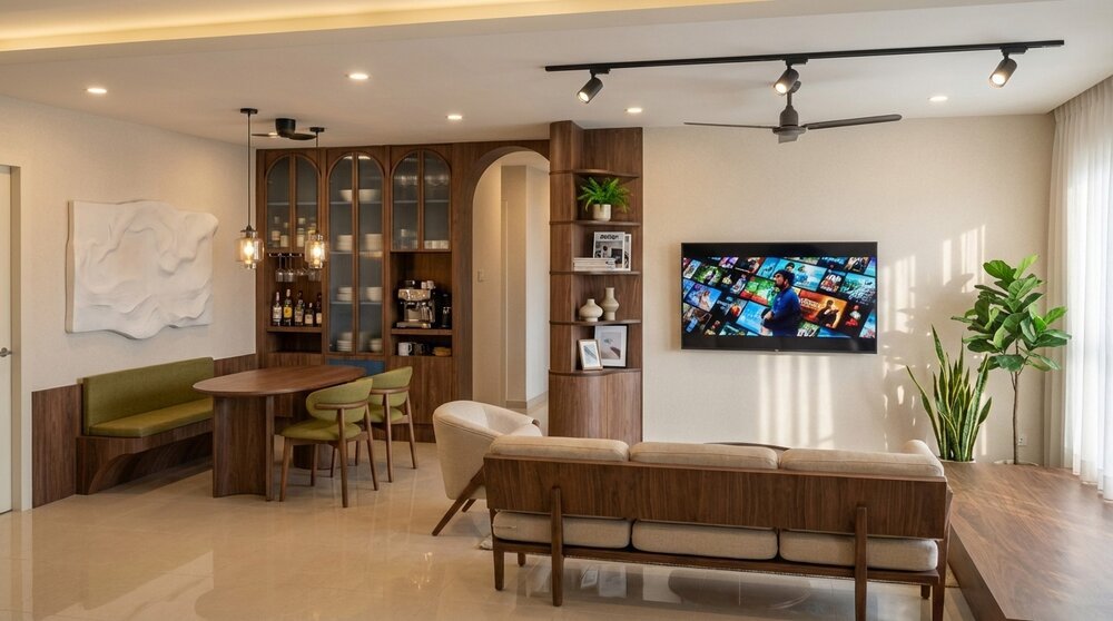 Mulund House living and dining room